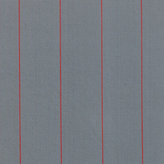Tela Dacron SchoolLine 13002203 gris con rayas rojas verticales, ideal para uniformes escolares e institucionales.