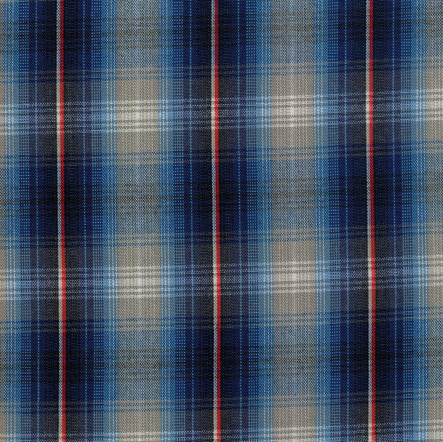 Tela SchoolLine 13002206 Dacron, tejido a cuadros azules con líneas rojas; ideal para uniformes escolares e institucionales.