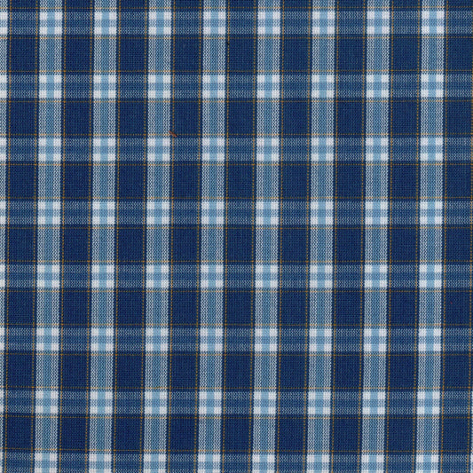 Tela Dacron azul con diseño de cuadros plaid en tonos azules; ideal para uniformes escolares e institucionales SchoolLine