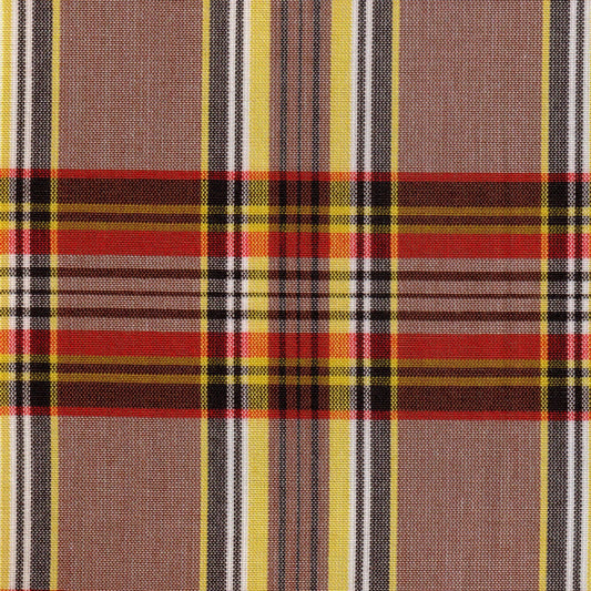 Tela 13002218 SchoolLine: tela a cuadros marrón, amarillo y rojo, ideal para uniformes escolares.