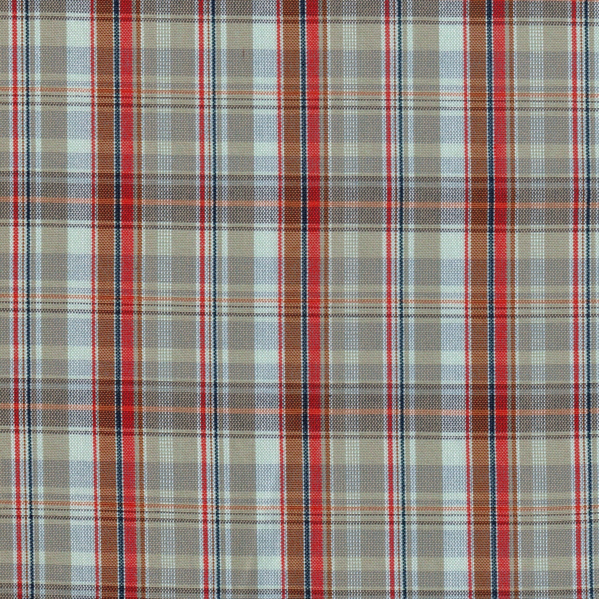 Tela SchoolLine 13002240 Dacron a cuadros beige, rojo y azul; tela para uniformes escolares e institucionales.