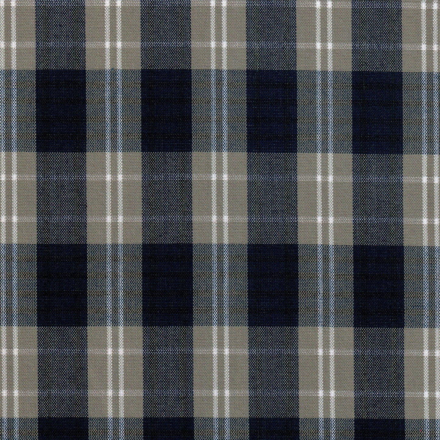 Tela SchoolLine Dacron, tartán beige crema y azul; ideal para uniformes escolares e institucionales.