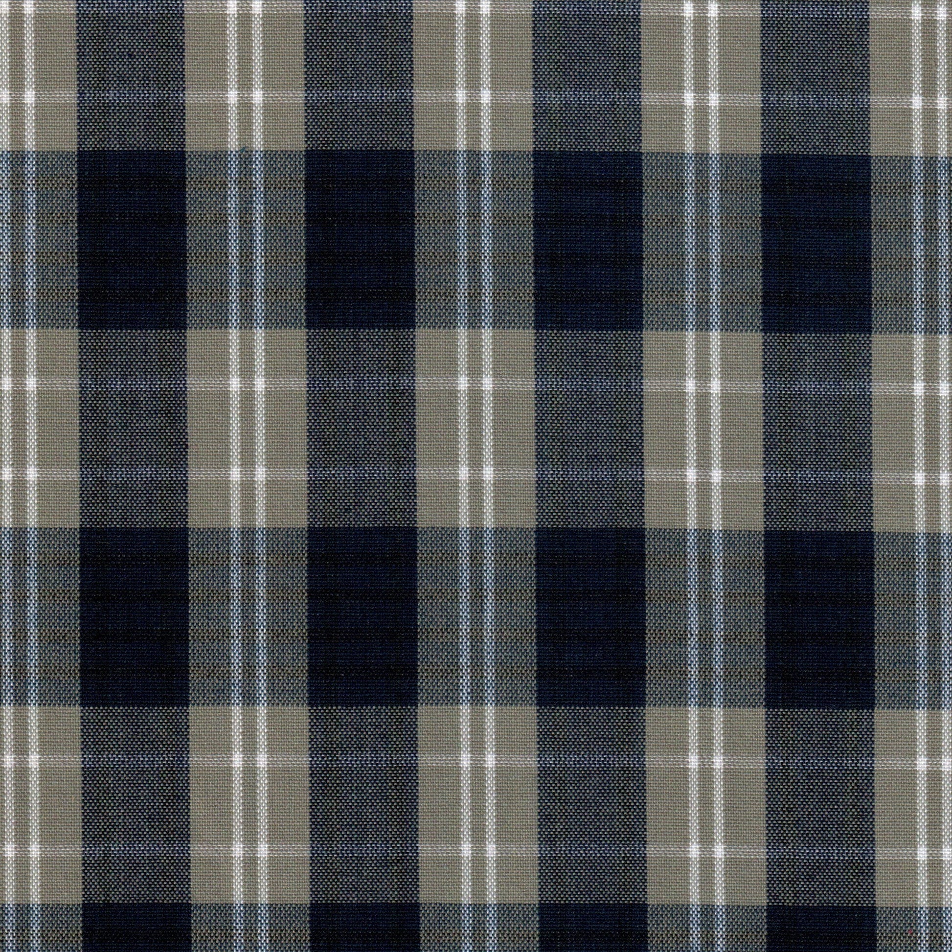 Tela SchoolLine Dacron, tartán beige crema y azul; ideal para uniformes escolares e institucionales.