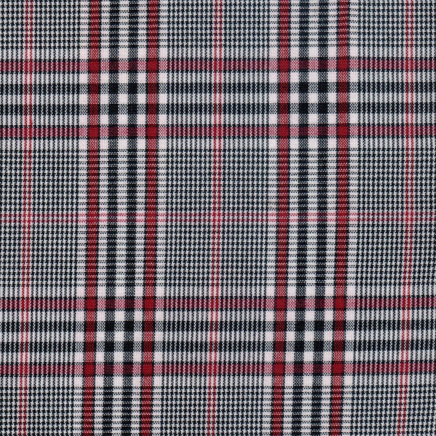 Tela de poliéster con Dacron de SchoolLine, tejido a cuadros negro, blanco y rojo para uniformes escolares.