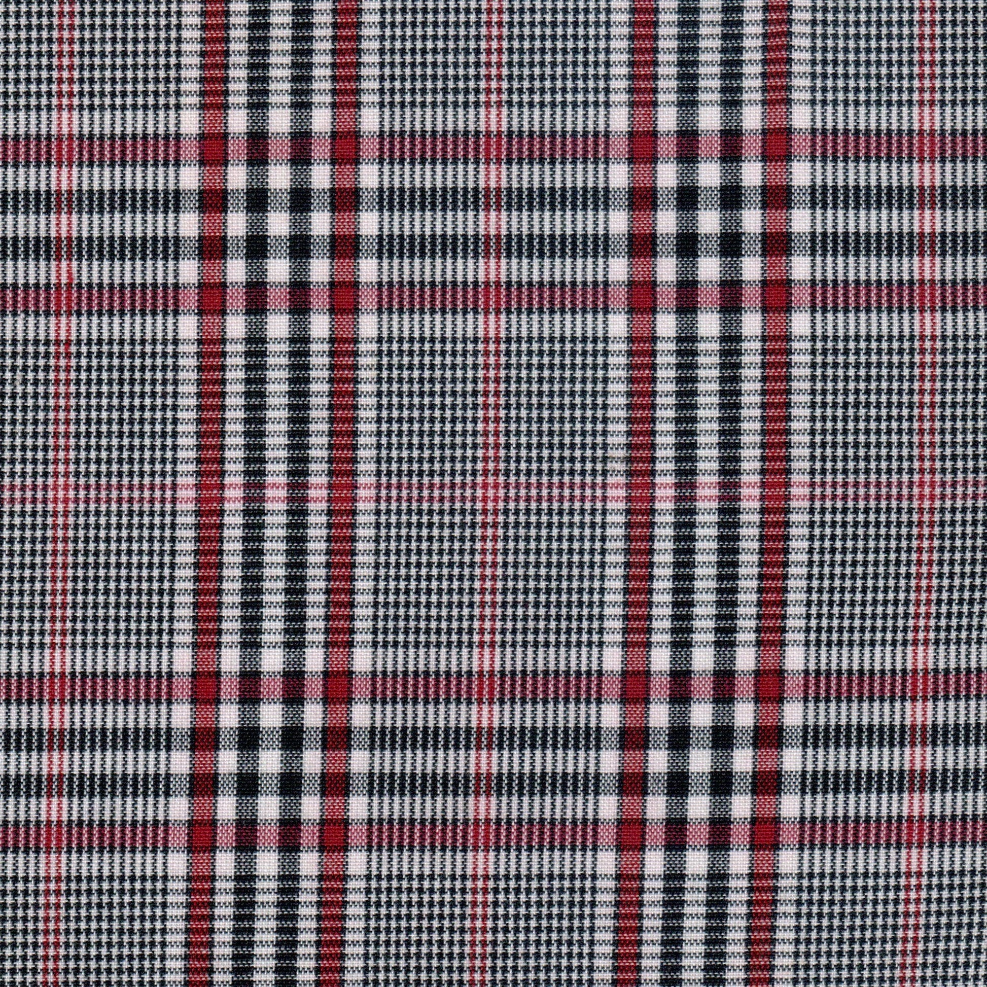 Tela de poliéster con Dacron de SchoolLine, tejido a cuadros negro, blanco y rojo para uniformes escolares.