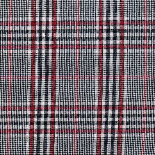 Tela de poliéster con Dacron de SchoolLine, tejido a cuadros negro, blanco y rojo para uniformes escolares.