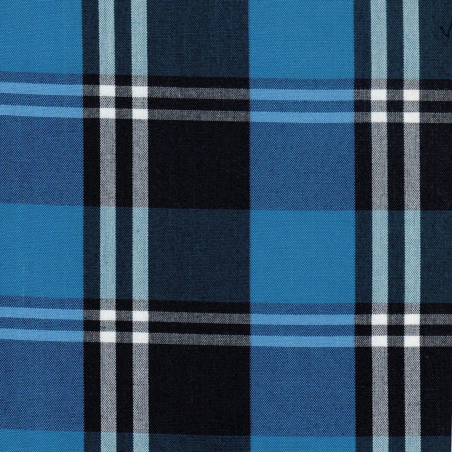 Tela Dacron cuadros azul navy con rayas blancas; SchoolLine para uniformes escolares e institucionales.