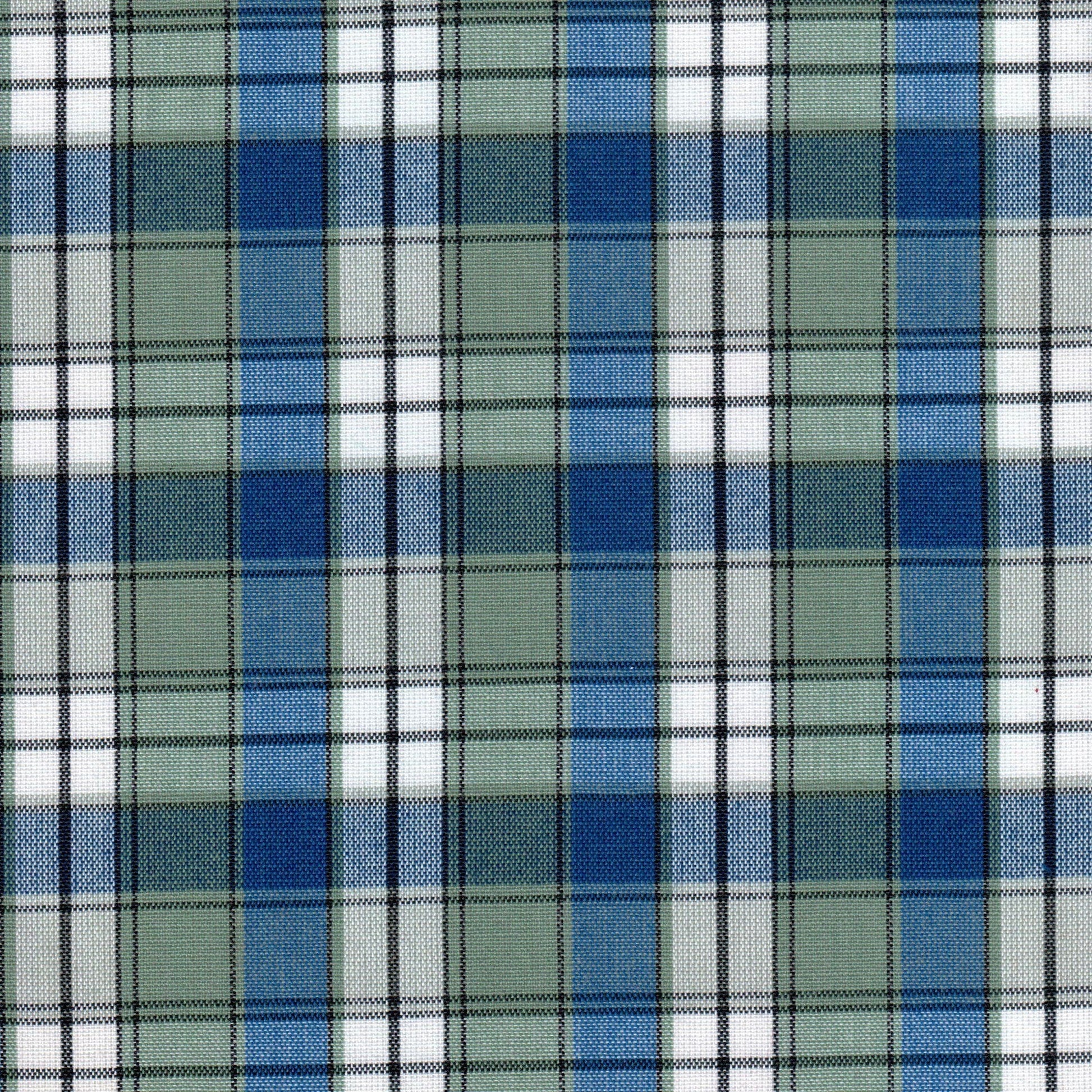 Tela SchoolLine 13002254 Dacron a cuadros azul, verde y blanco; ideal para uniformes escolares e institucionales.