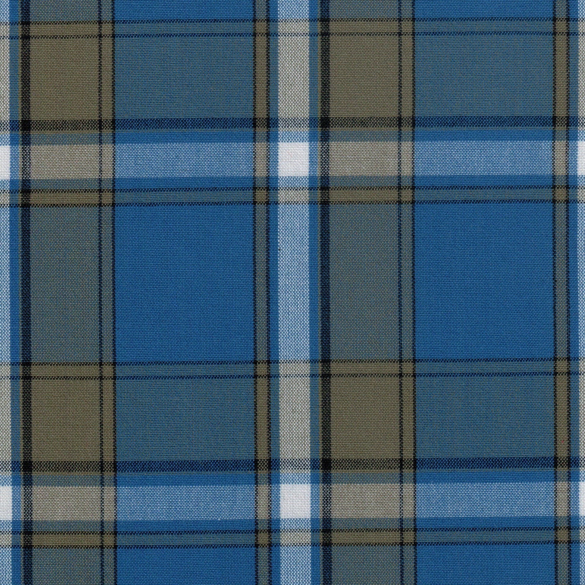 Tela 13002256 Dacron SchoolLine en poliéster azul y beige a cuadros, ideal para uniformes escolares.