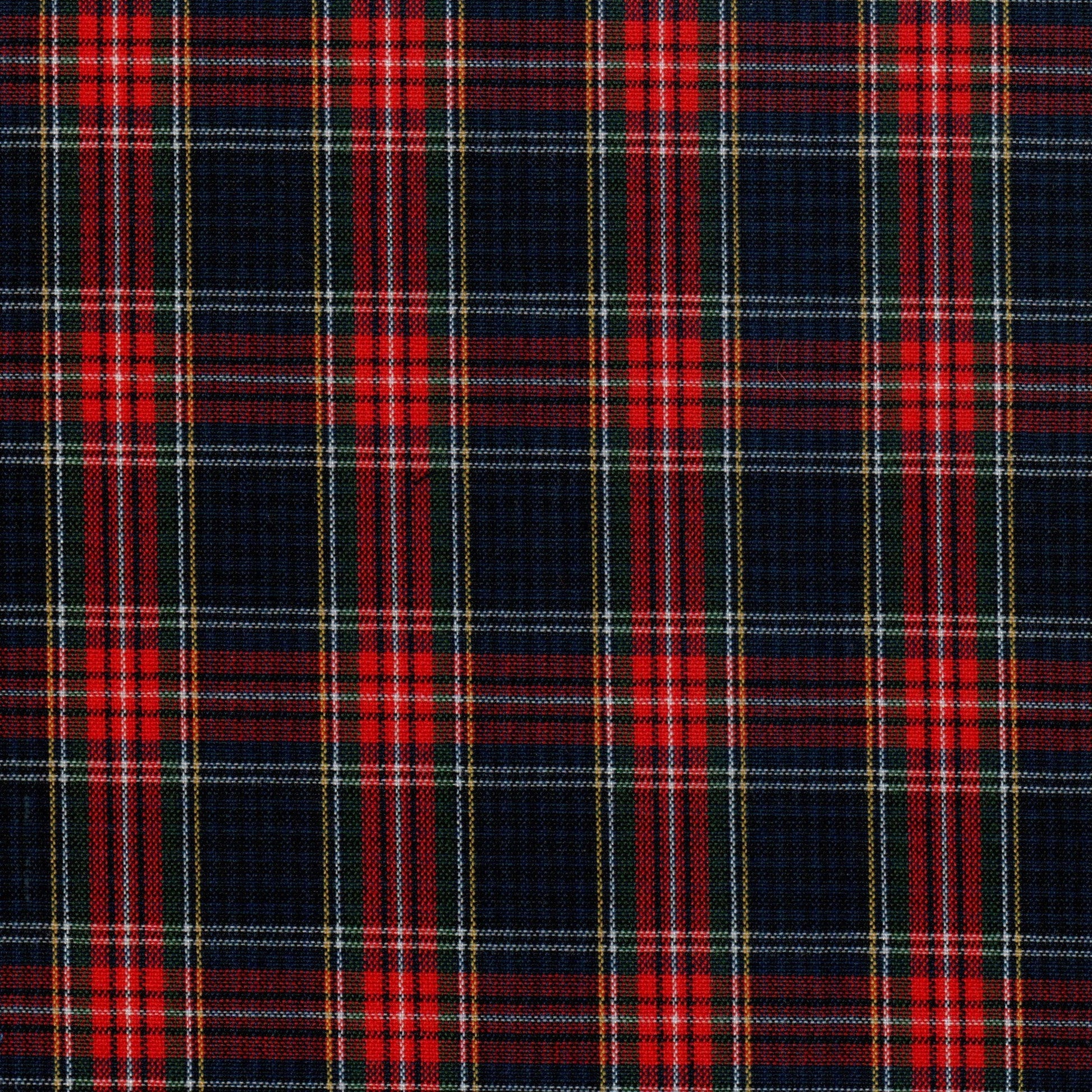 Tela tartán azul marino y rojo con cuadros; Dacron para uniformes escolares e institucionales, SchoolLine.