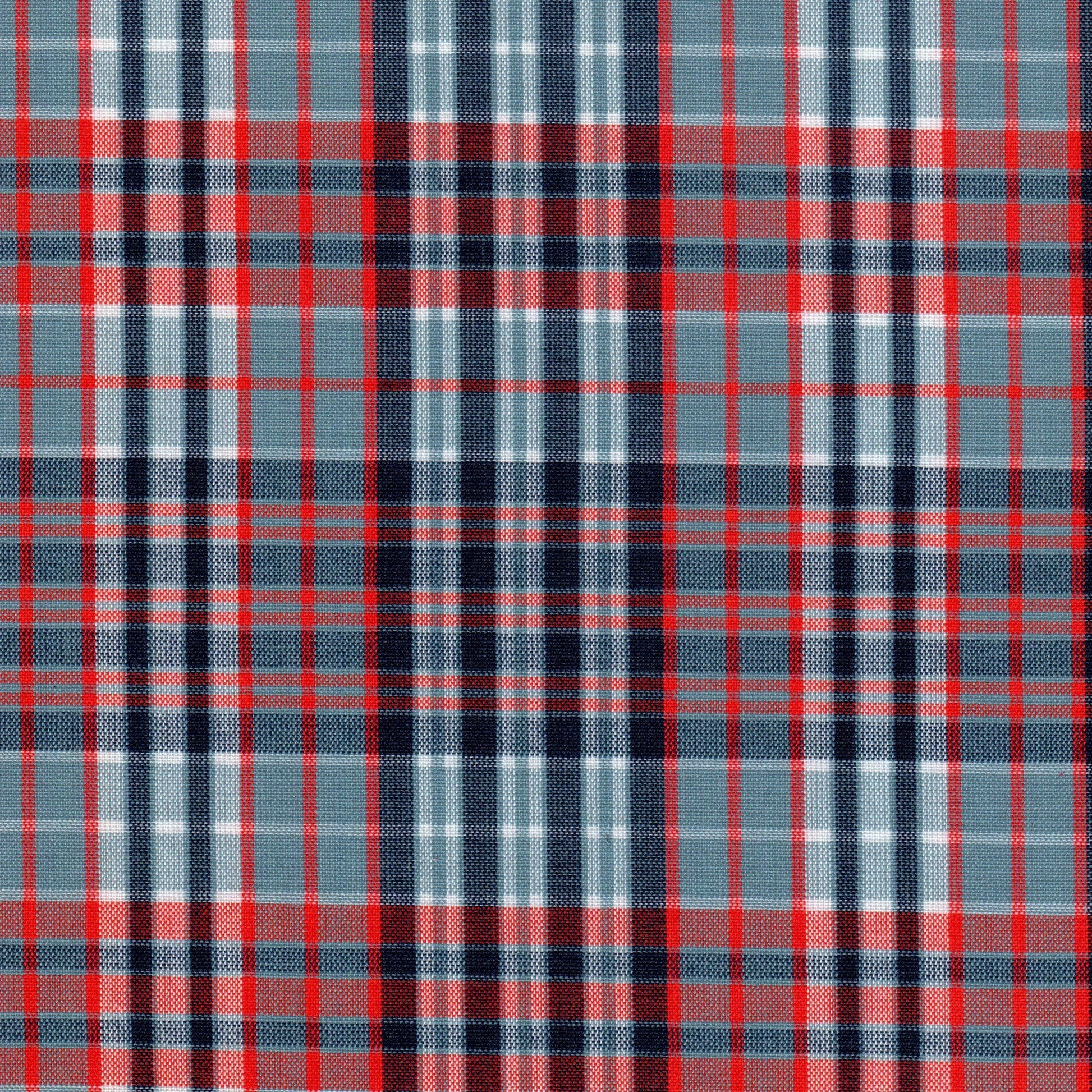 Tela tartán a cuadros en rojo, azul y blanco, tejido Dacron para uniformes escolares | SchoolLine