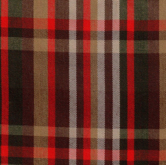 Tela Dacron SchoolLine poliéster a cuadros rojo, negro y beige para uniformes escolares e institucionales