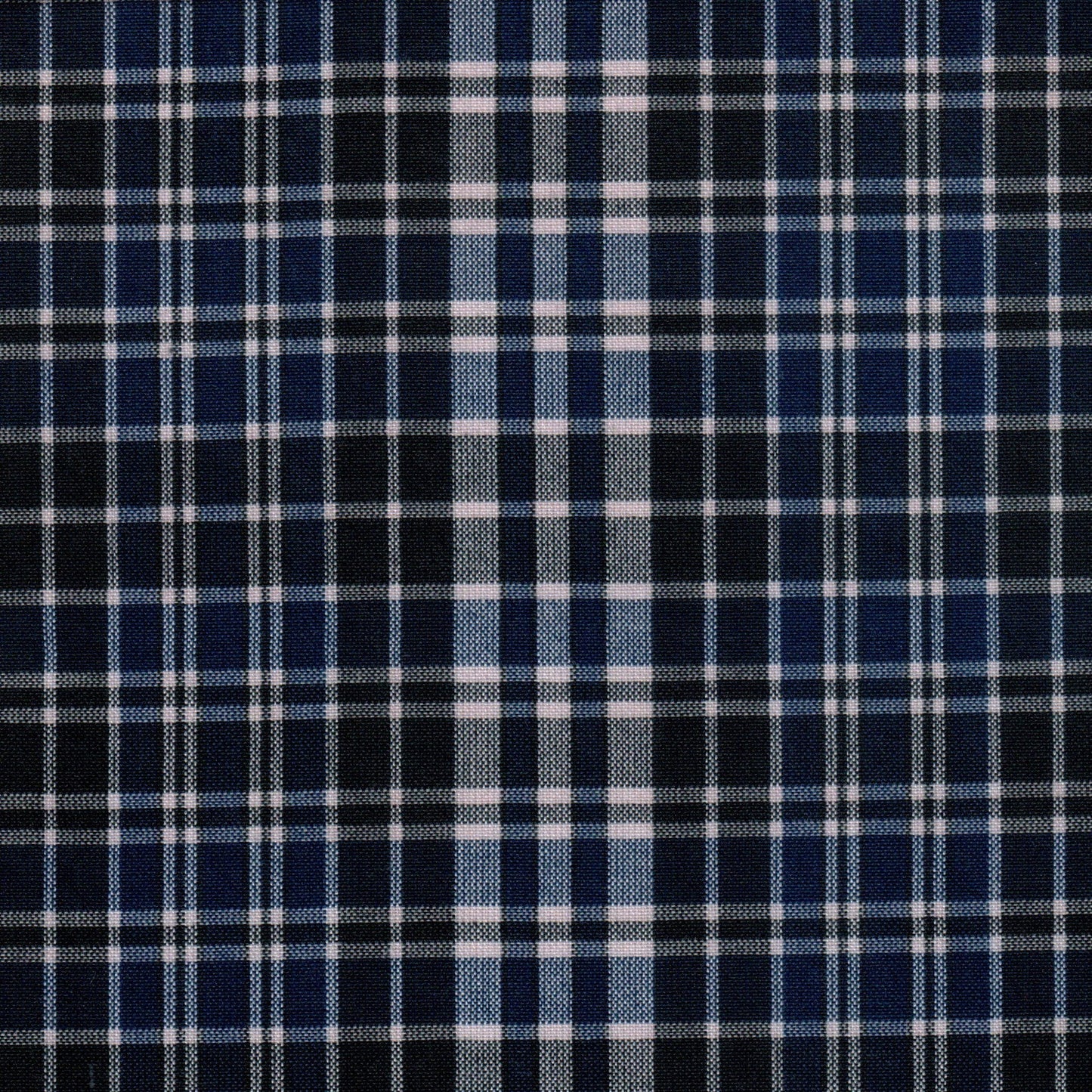 Tela 13002272 Dacron uniforme de SchoolLine; tejido a cuadros azul marino/azul claro con líneas blancas, ideal para uniformes escolares.