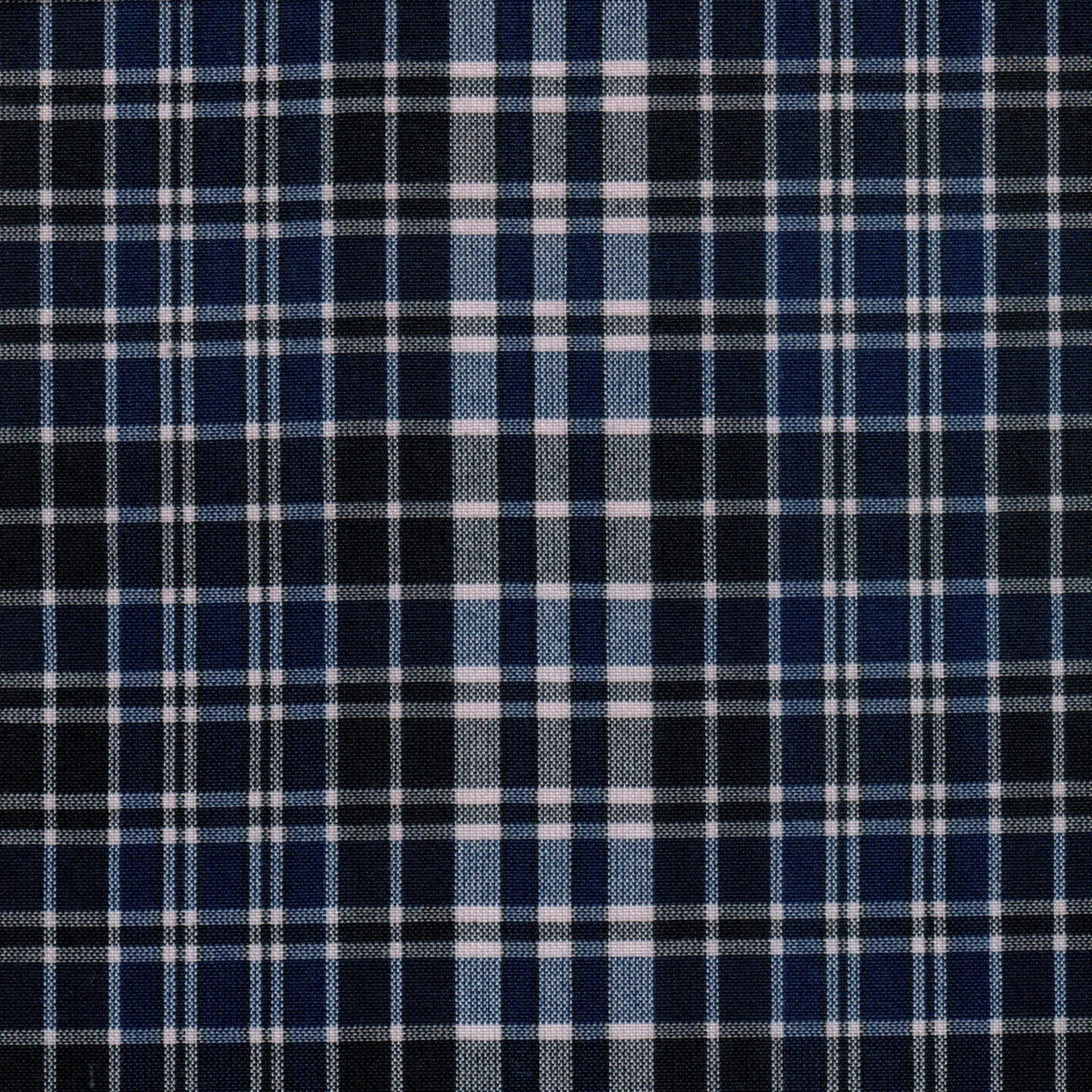 Tela 13002272 Dacron uniforme de SchoolLine; tejido a cuadros azul marino/azul claro con líneas blancas, ideal para uniformes escolares.