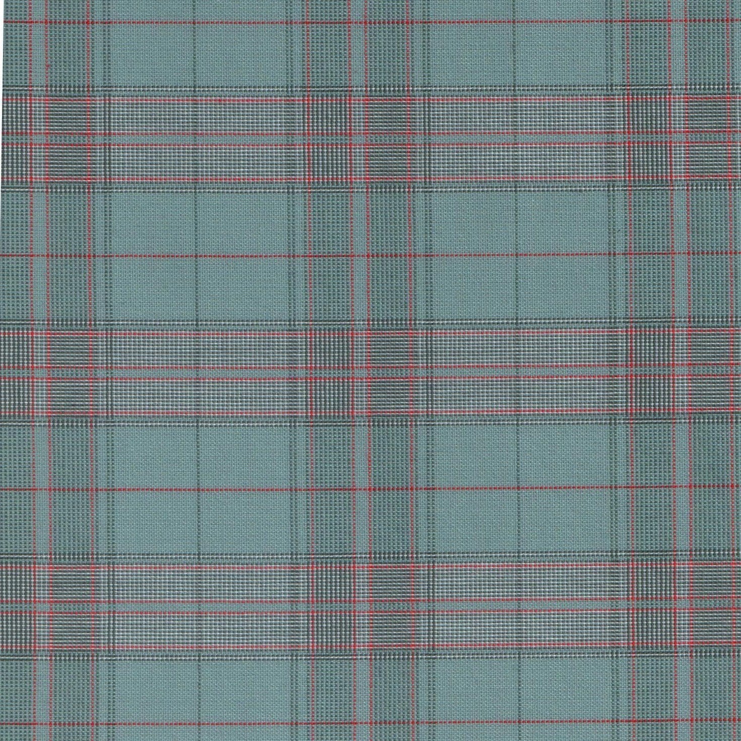 Tela Dacron poliéster SchoolLine en tartán verde con líneas rojas, ideal para uniformes escolares e institucionales.