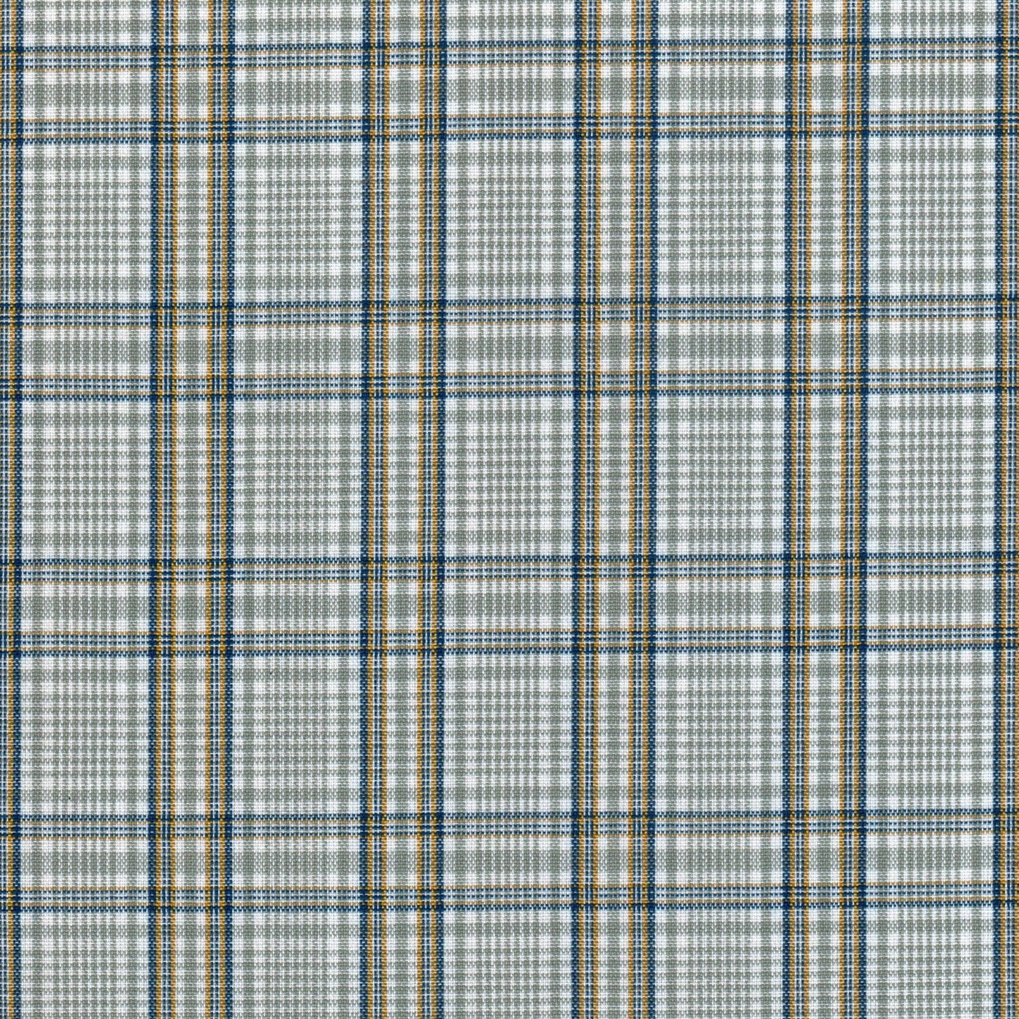 Tela Dacron SchoolLine 13002285: tela de poliéster gris con cuadros azul y amarillos, ideal para uniformes escolares e institucionales.