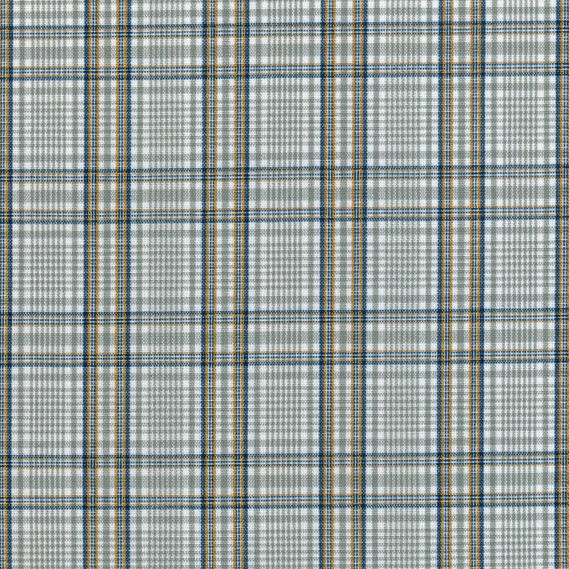 Tela Dacron SchoolLine 13002285: tela de poliéster gris con cuadros azul y amarillos, ideal para uniformes escolares e institucionales.