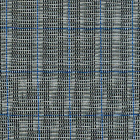 Tela SchoolLine gris con líneas azules en diseño plaid, ideal para uniformes escolares e institucionales
