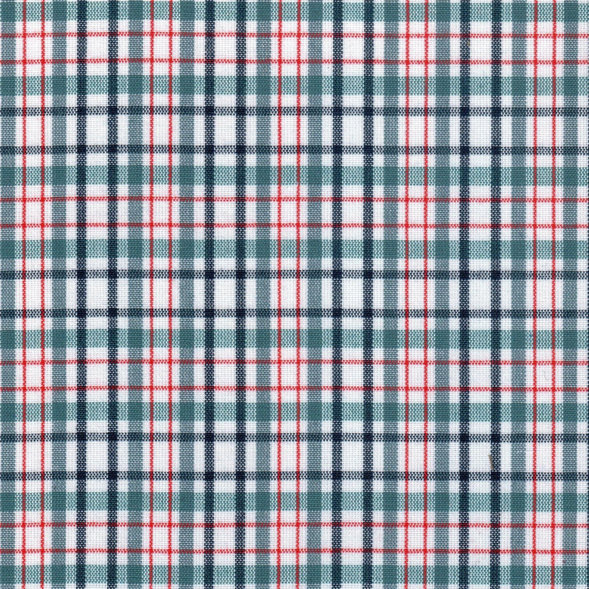 Tela tartán de poliéster SchoolLine 13002288 en verde azulado, azul marino, blanco y rojo; uso para uniformes escolares e institucionales