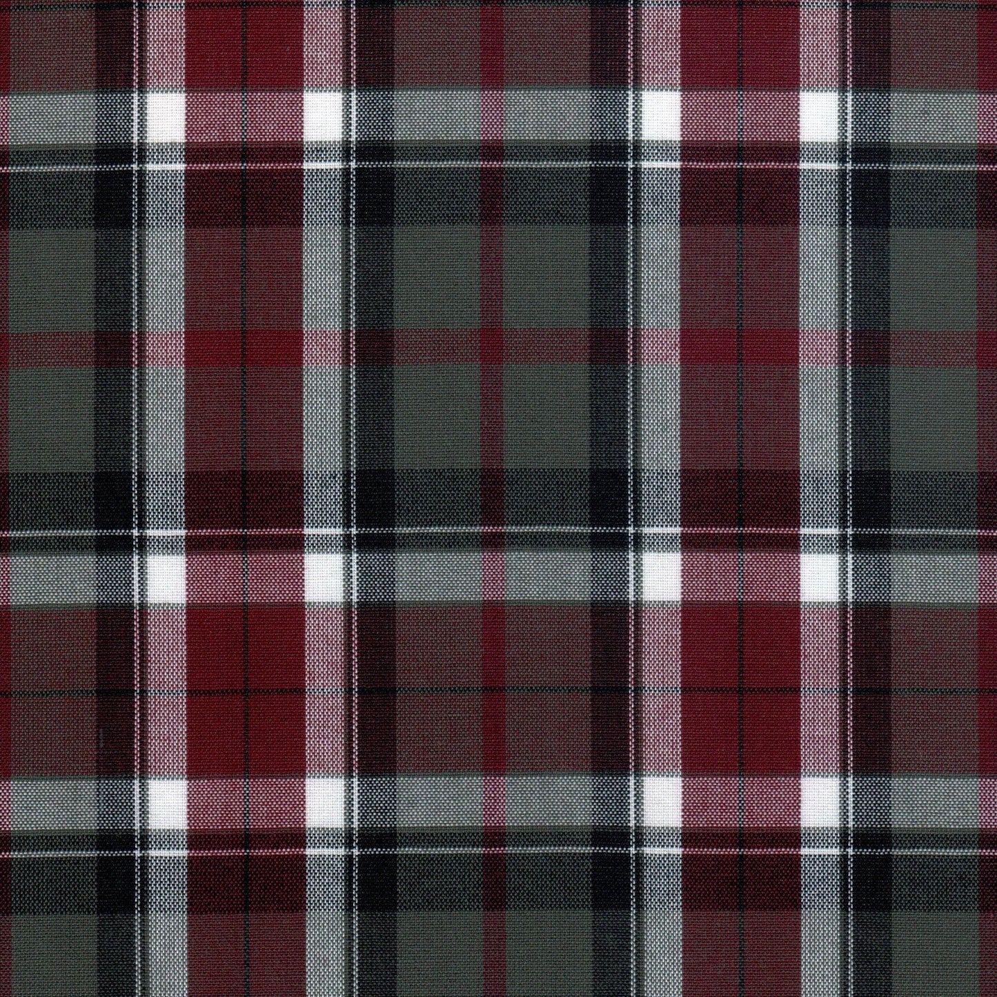 Tela 13002292 Dacron SchoolLine, tartán rojo negro gris con cuadros; tela para uniformes escolares e institucionales.