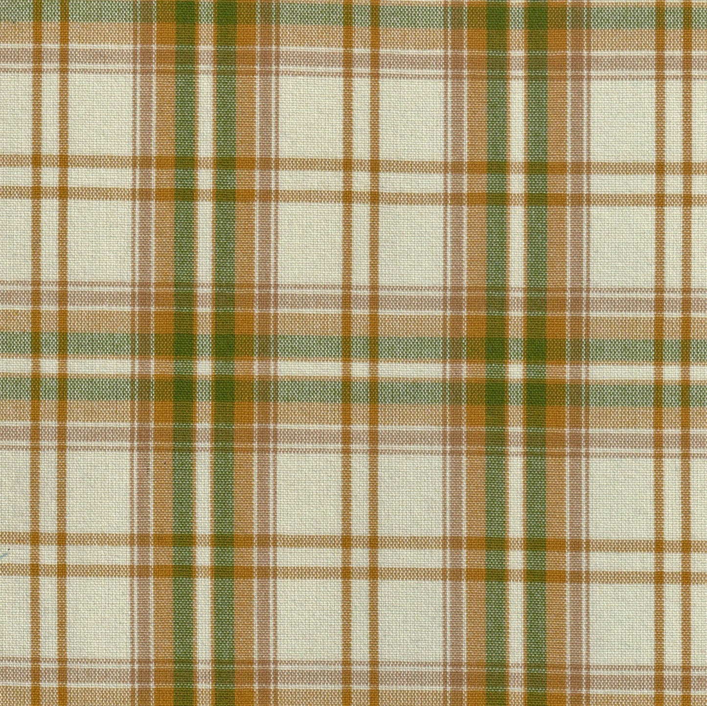 Tela 13002296 Dacron SchoolLine; poliéster a cuadros beige, verde y marrón para uniformes escolares.