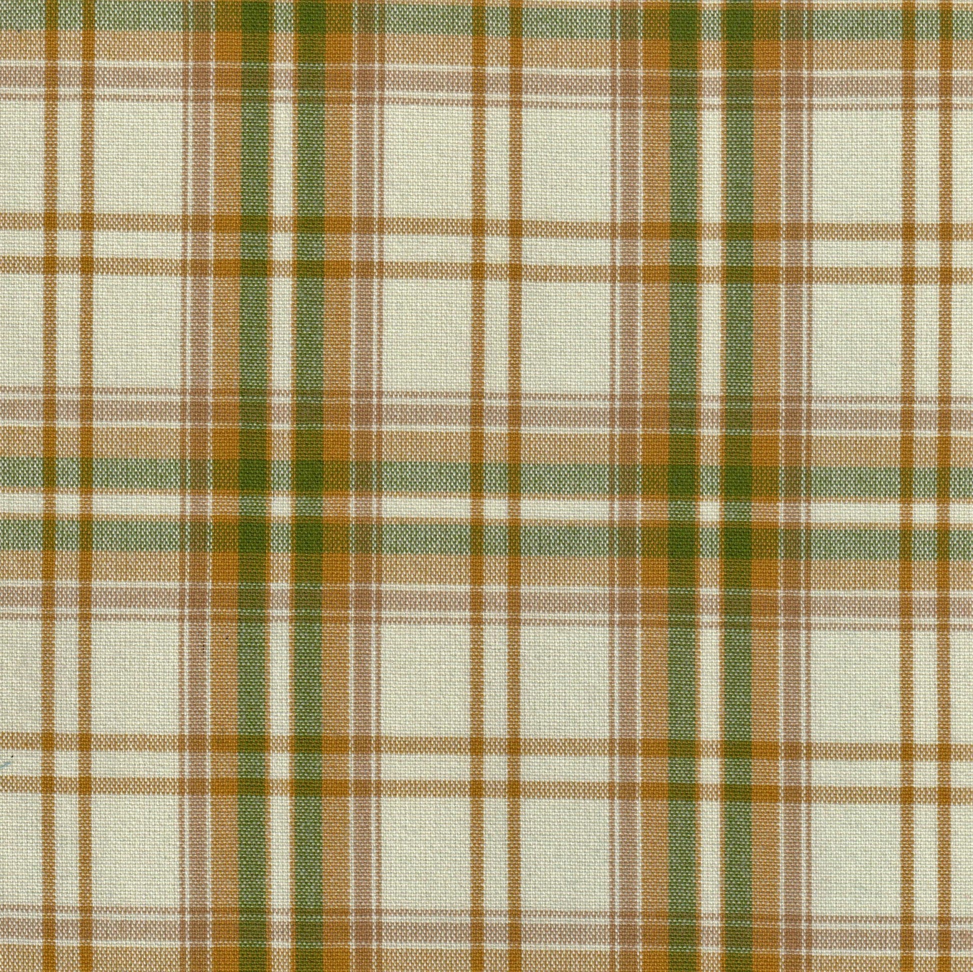 Tela 13002296 Dacron SchoolLine; poliéster a cuadros beige, verde y marrón para uniformes escolares.