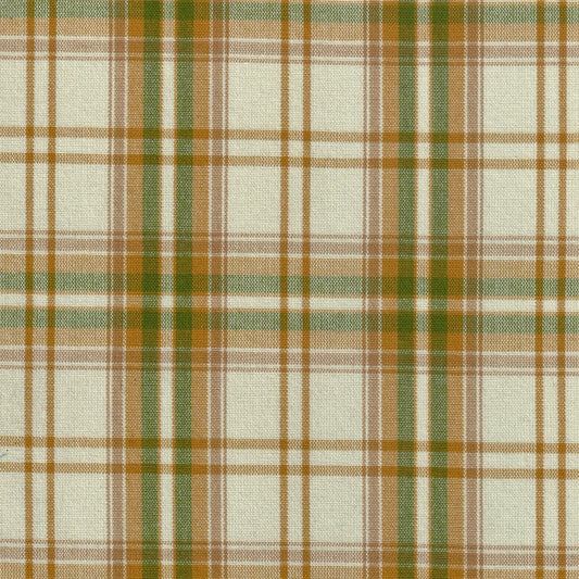 Tela 13002296 Dacron SchoolLine; poliéster a cuadros beige, verde y marrón para uniformes escolares.