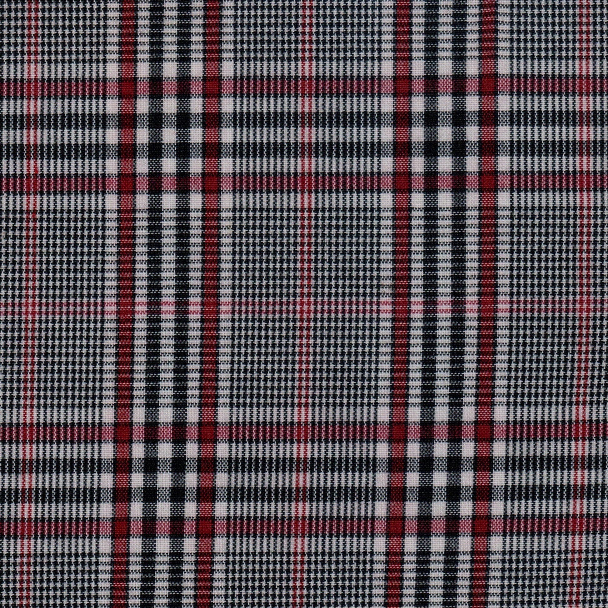 Tela 13002298 Dacron SchoolLine: tela tartán en negro, blanco y rojo, ideal para uniformes escolares e institucionales