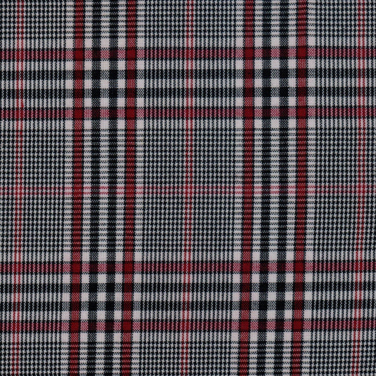 Tela 13002298 Dacron SchoolLine: tela tartán en negro, blanco y rojo, ideal para uniformes escolares e institucionales
