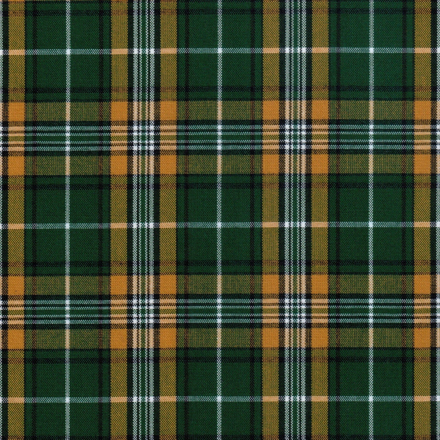 Tela SchoolLine Dacron en tartán verde y amarillo con rayas blancas, ideal para uniformes escolares e institucionales