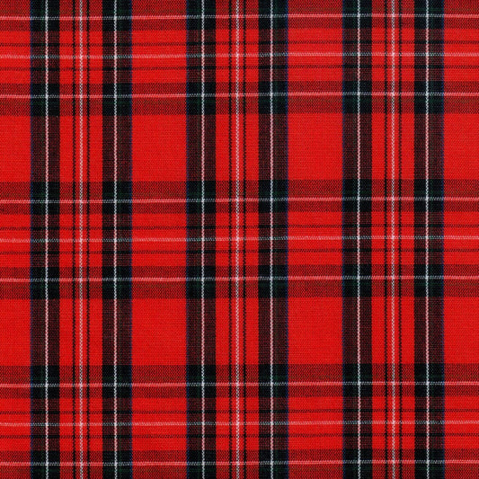 Tela Dacron SchoolLine: tejido a cuadros rojo y negro, tartán; ideal para uniformes escolares e institucionales.