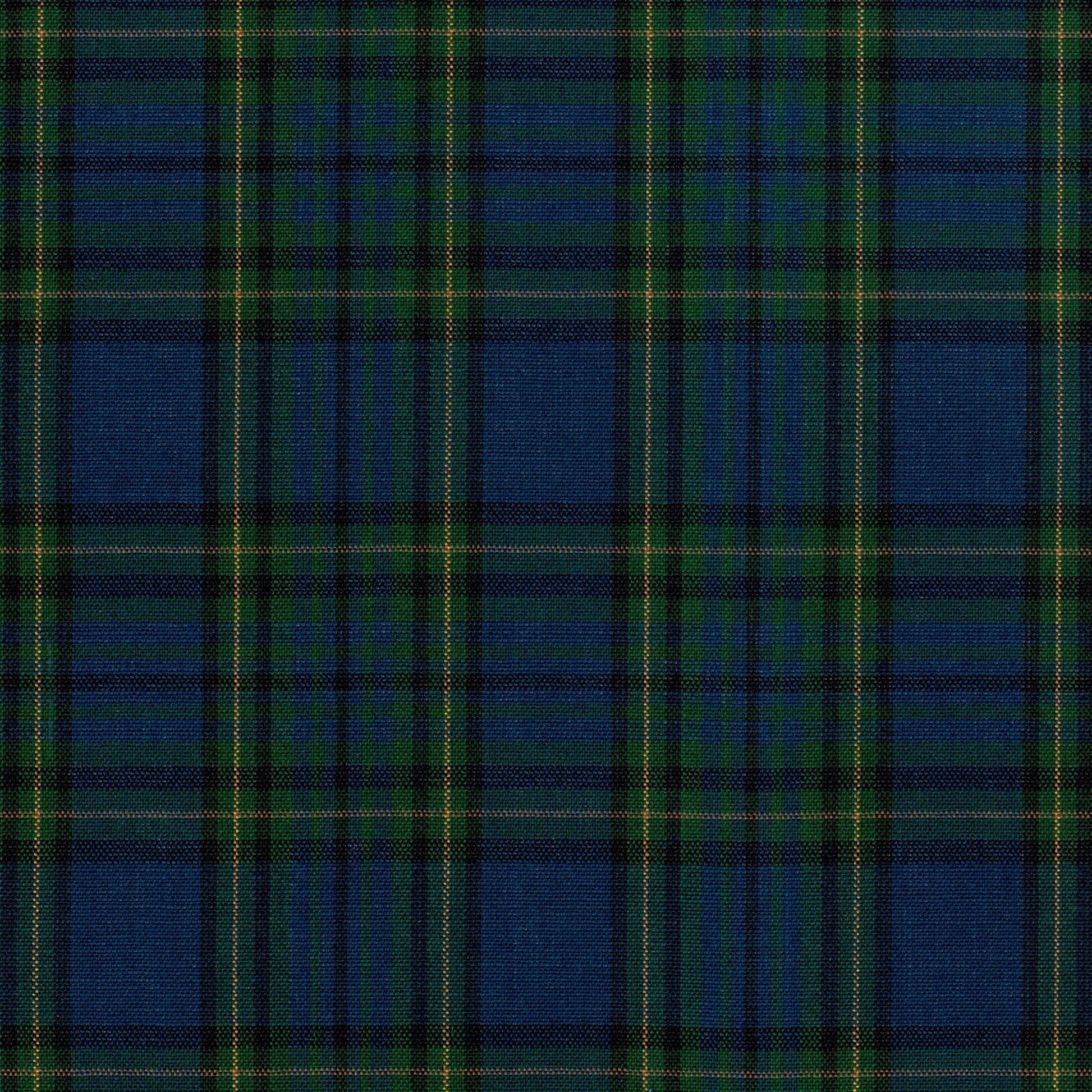 Tela Dacron para uniformes SchoolLine, tartán azul y verde con líneas amarillas.