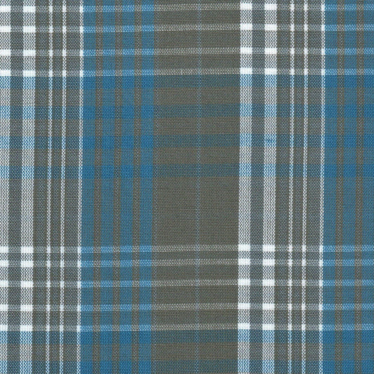 Tela de poliéster Dacron SchoolLine, cuadros azul y gris, ideal para uniformes escolares e institucionales.