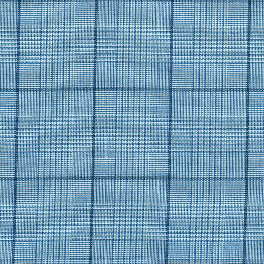 Tela 13002308 Dacron SchoolLine en azul marino y azul claro con patrón a cuadros; ideal para uniformes escolares e institucionales.