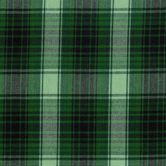 Tela tartán verde con cuadros oscuros y claros; Dacron SchoolLine para uniformes escolares e institucionales
