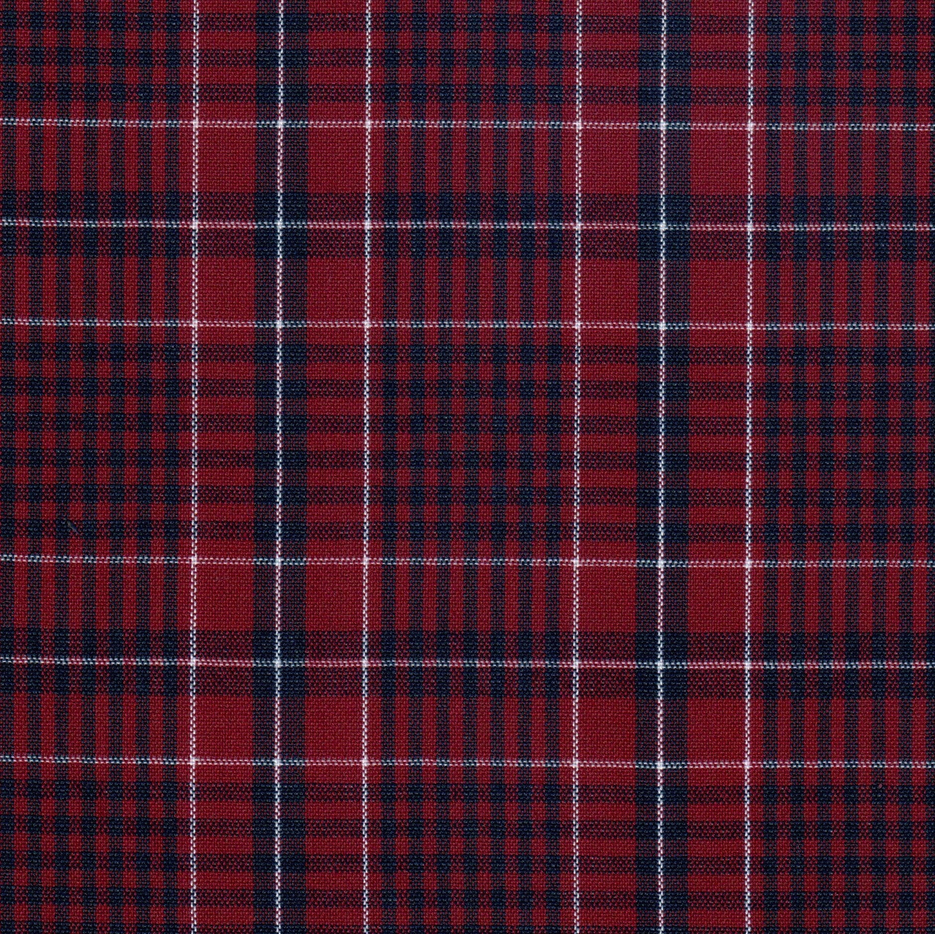Tela 13002313 Dacron uniforme SchoolLine, poliéster duradero en tartán rojo-azul, ideal para uniformes escolares e institucionales.