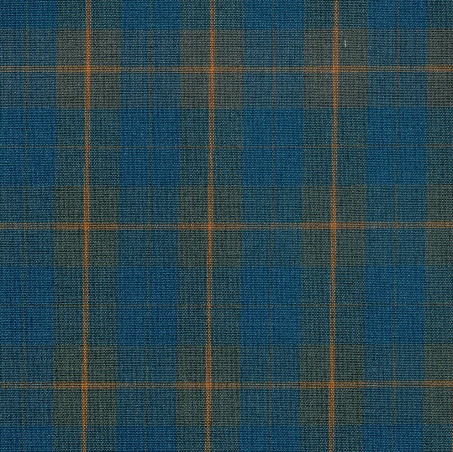 Tela azul con líneas naranjas en diseño a cuadros; ideal para uniformes escolares e institucionales, de SchoolLine.