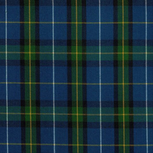 Tela Dacron SchoolLine: poliéster en tartán azul, verde y amarillo, ideal para uniformes escolares e institucionales.