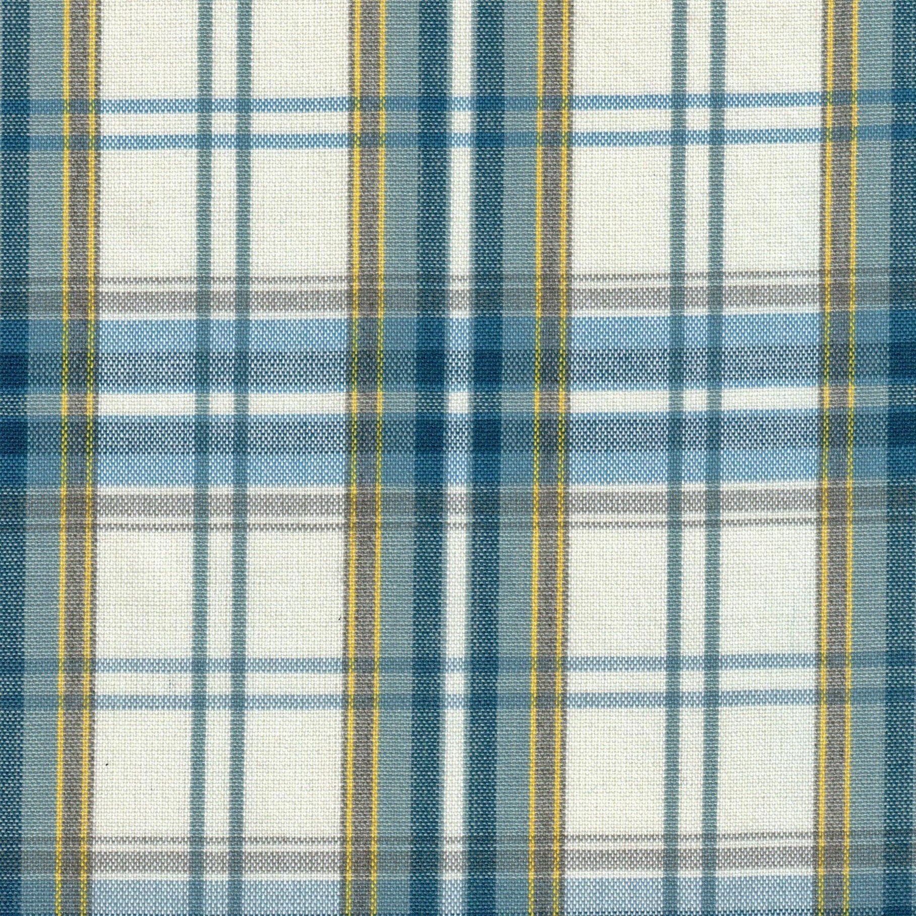 Tela Dacron tartán azul, blanco y amarillo; ideal para uniformes escolares e institucionales, de SchoolLine.