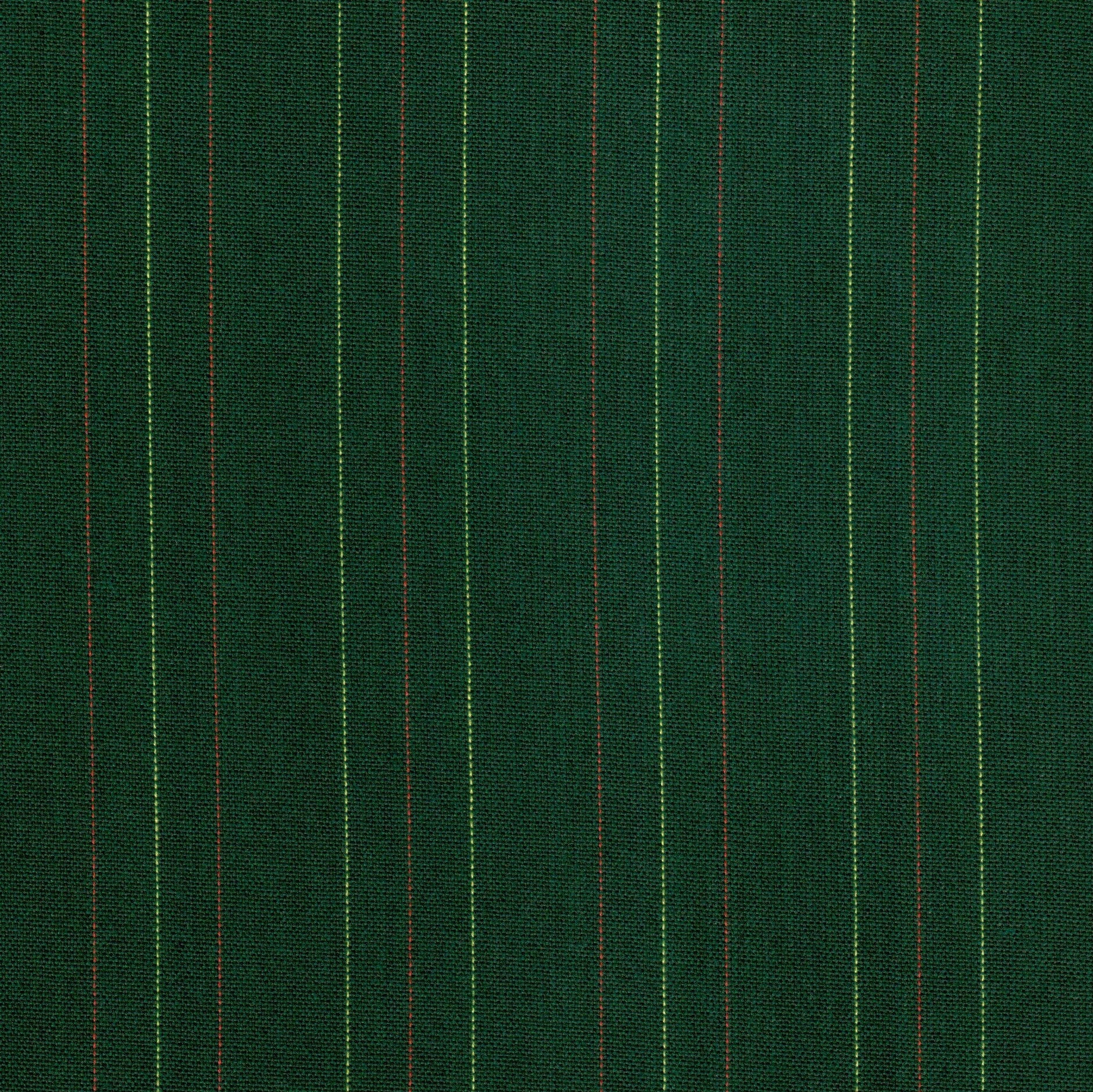 Tela de Dacron SchoolLine verde oscuro con líneas rojas y verdes, ideal para uniformes escolares e institucionales