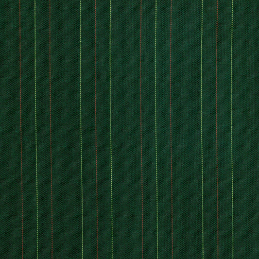 Tela de Dacron SchoolLine verde oscuro con líneas rojas y verdes, ideal para uniformes escolares e institucionales