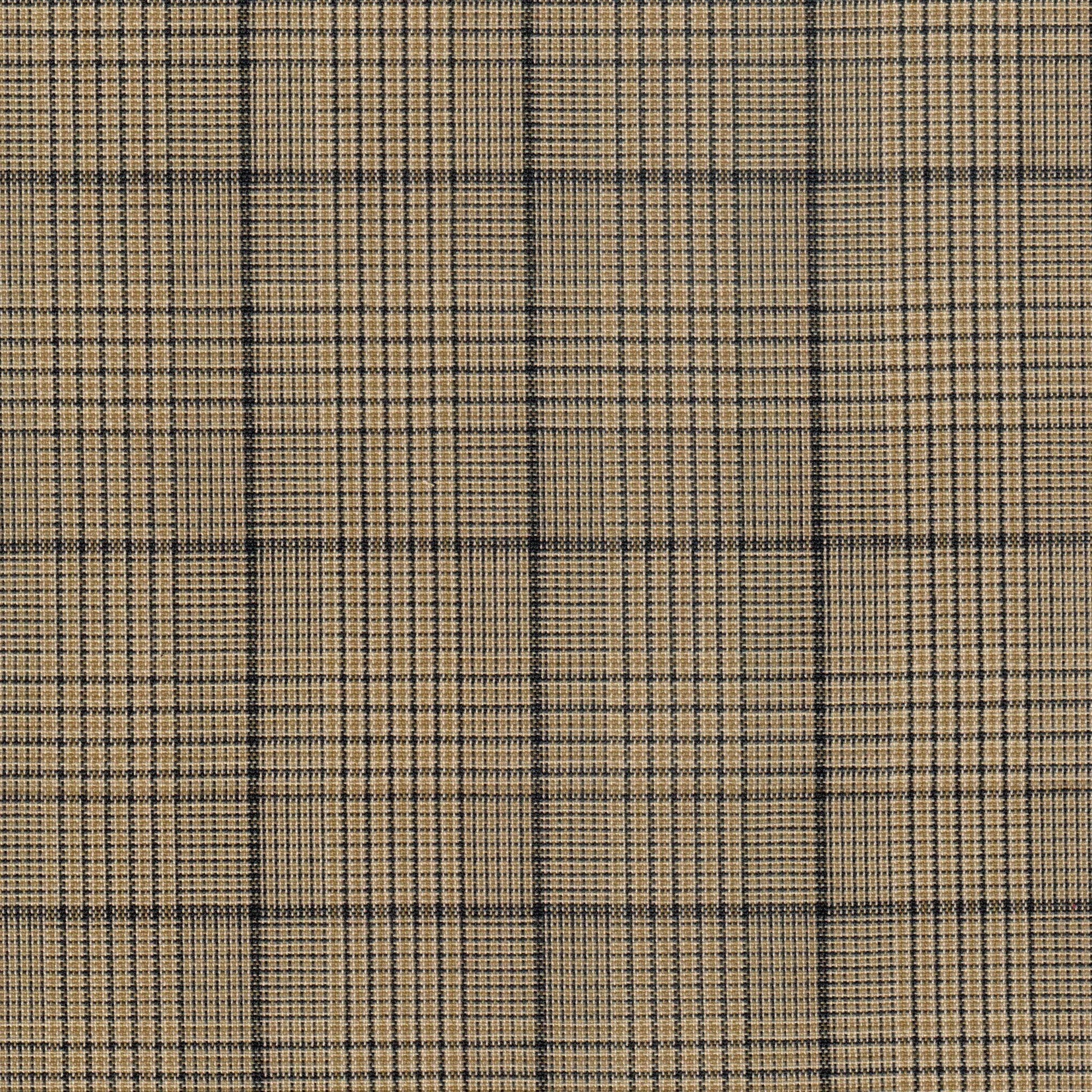 Tela uniforme SchoolLine 13002325, tejido tartán beige, marrón y negro, ideal para uniformes escolares e institucionales.