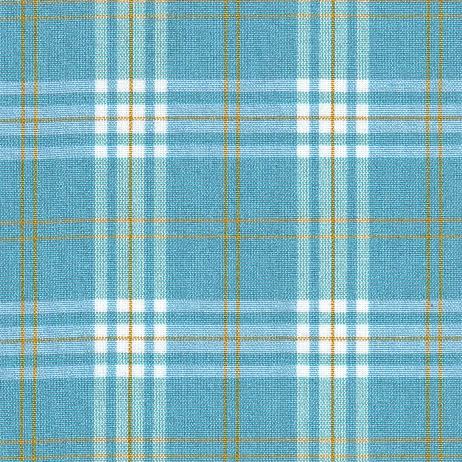 Tela 13002327 Dacron SchoolLine: tela azul con cuadricula blanca y amarilla, para uniformes escolares e institucionales