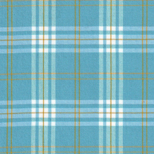 Tela 13002327 Dacron SchoolLine: tela azul con cuadricula blanca y amarilla, para uniformes escolares e institucionales