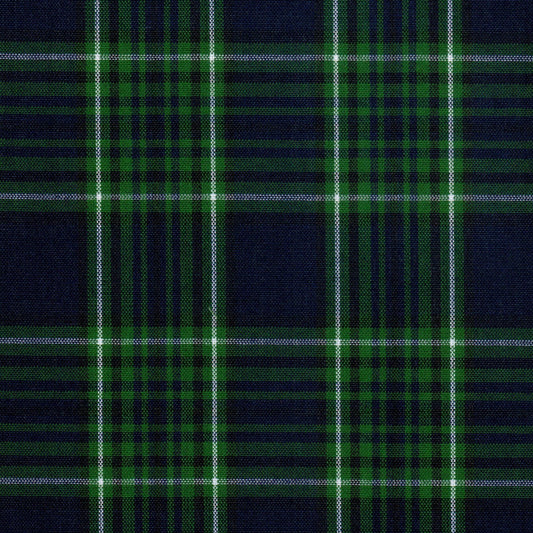 Tela 13002337 Dacron uniforme; poliéster azul con patrón tartán verde, ideal para uniformes SchoolLine.