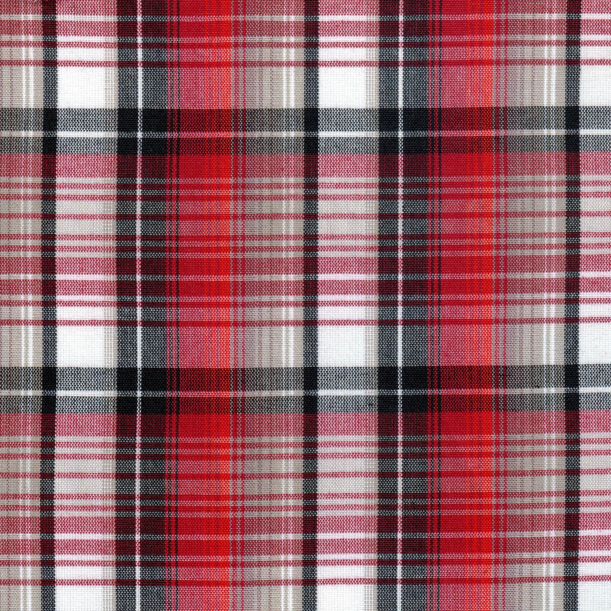 Tela SchoolLine 13002338 Dacron uniforme, tartán rojo, negro y beige; ideal para uniformes escolares e institucionales.