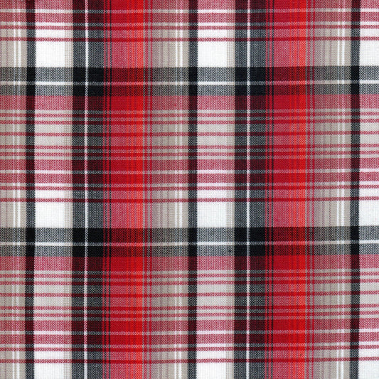 Tela SchoolLine 13002338 Dacron uniforme, tartán rojo, negro y beige; ideal para uniformes escolares e institucionales.