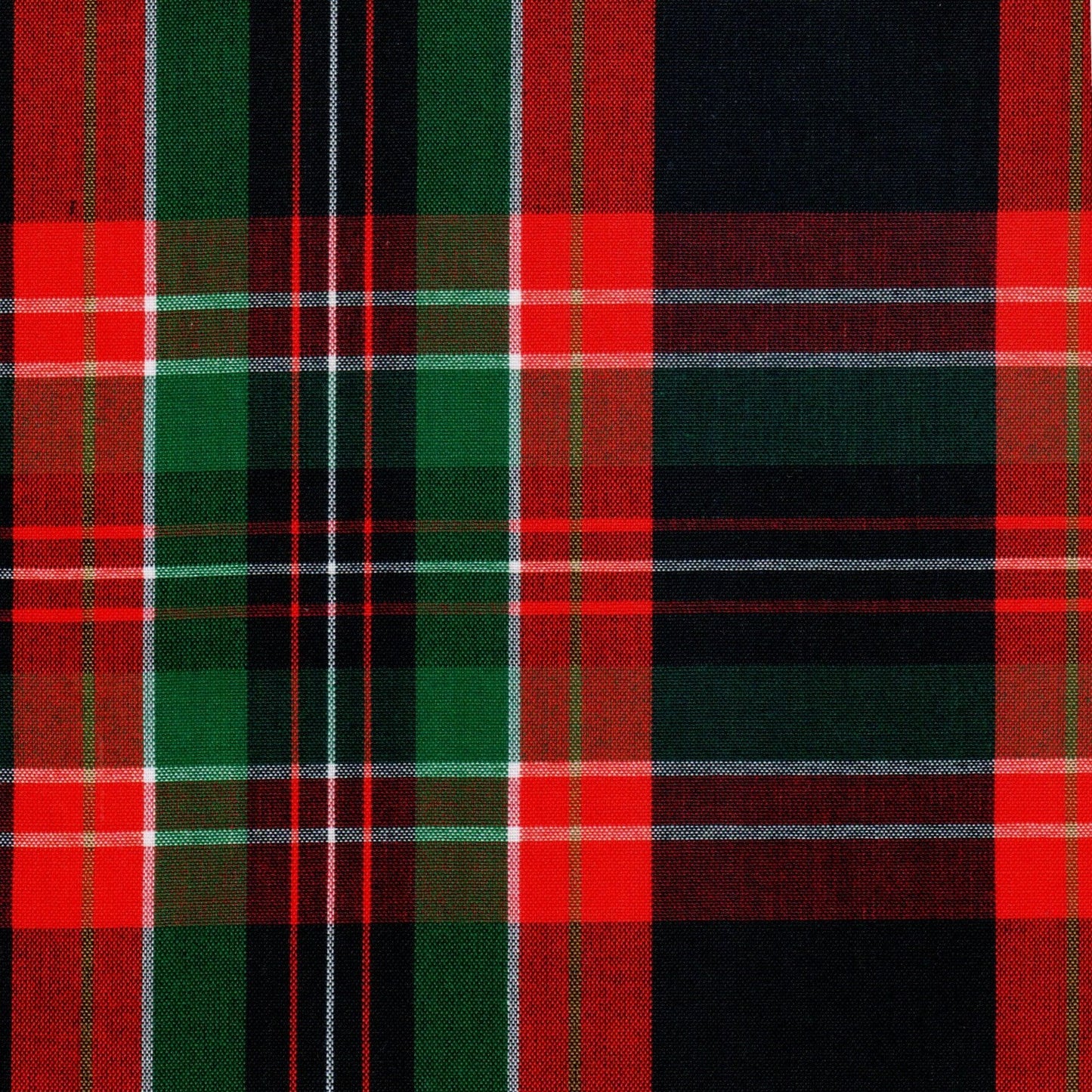 Tela Dacron SchoolLine para uniformes escolares e institucionales; diseño a cuadros en rojo, verde y negro.