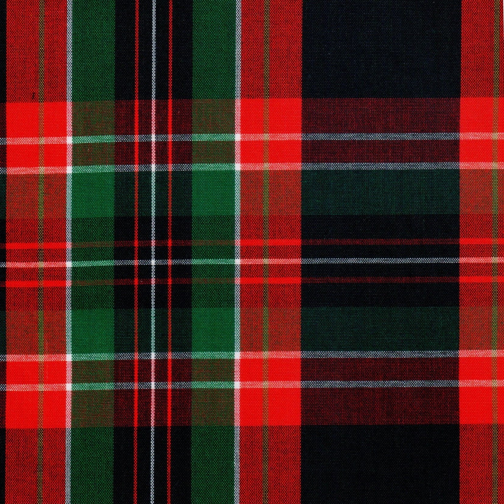 Tela Dacron SchoolLine para uniformes escolares e institucionales; diseño a cuadros en rojo, verde y negro.