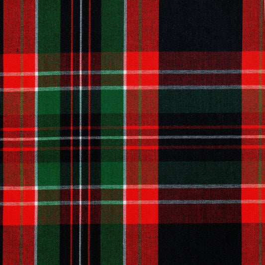 Tela Dacron SchoolLine para uniformes escolares e institucionales; diseño a cuadros en rojo, verde y negro.